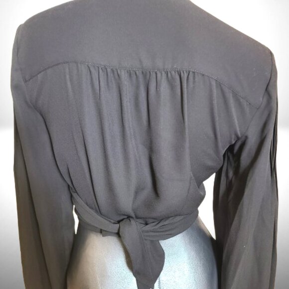 Rebecca Minkoff Black Wrap Top Blouse – Tie Back – Long Sleeve – Size M - Picture 5 of 8